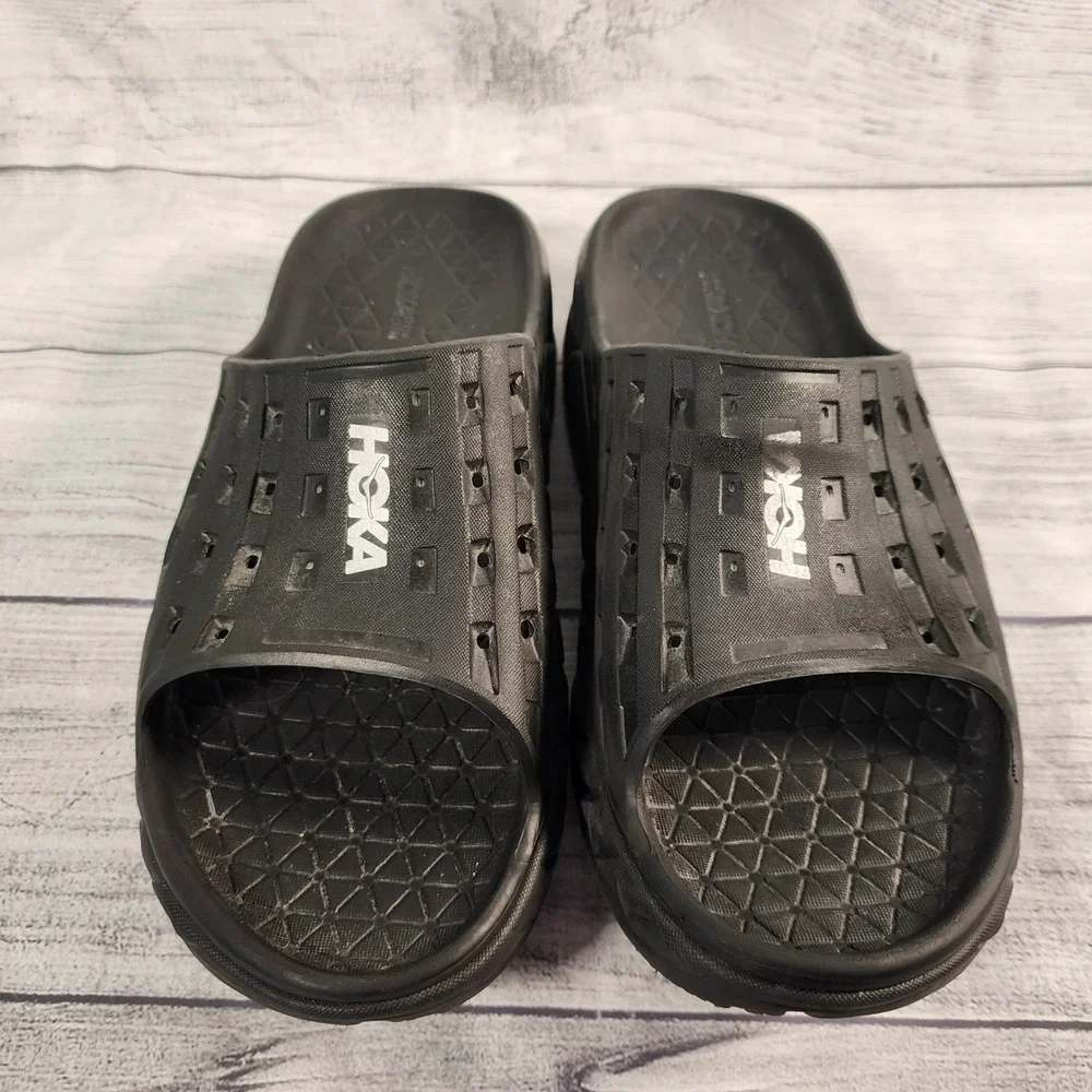 Hoka One One Ora Recovery Slide Mens 12 Black Comfort Sandals Slip On 1099673
